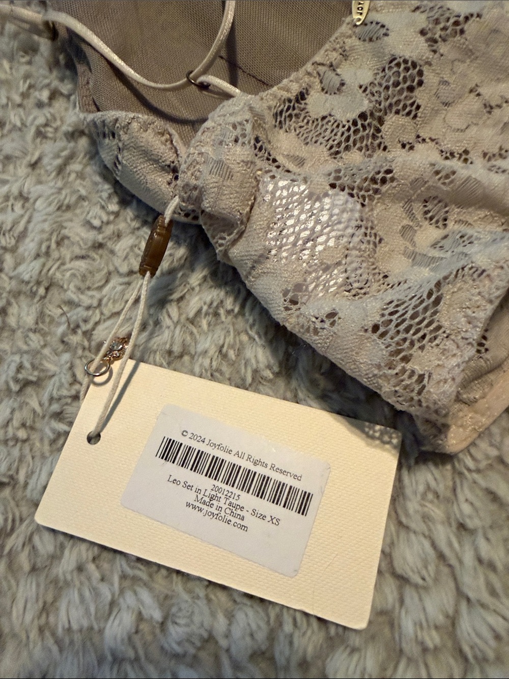 NWT Joyfolie Lace Bralette Cami Top - Taupe - Picture 4 of 6